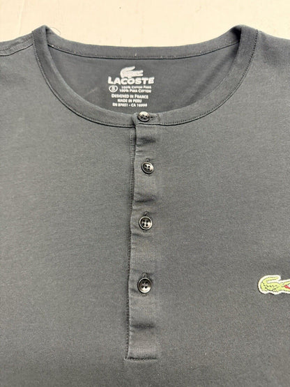 Lacoste Soft Pima Cotton Henley Button T Shirt Size 5 Large Peru Short Sleeve - thriftgoblin