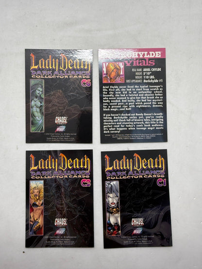Lady Death Dark Alliance Chromium Card Lot C1 C2 C6 Darkchylde Chaos Comics - Thrift GoblinTrading Card