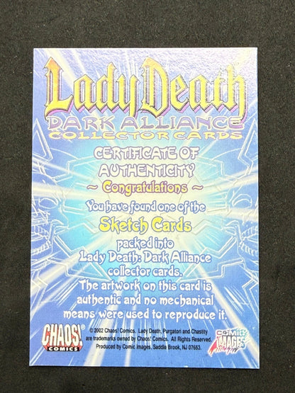Lady Death Dark Alliance Hand Drawn Sketch Card 1 of 1 With COA Chaos Comics - thriftgoblinTrading Card
