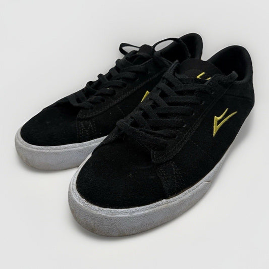 Lakai Newport Black/Gold Suede Skate Shoes – PARA - MOUNT Outsole Skateboard Ollie - thriftgoblin