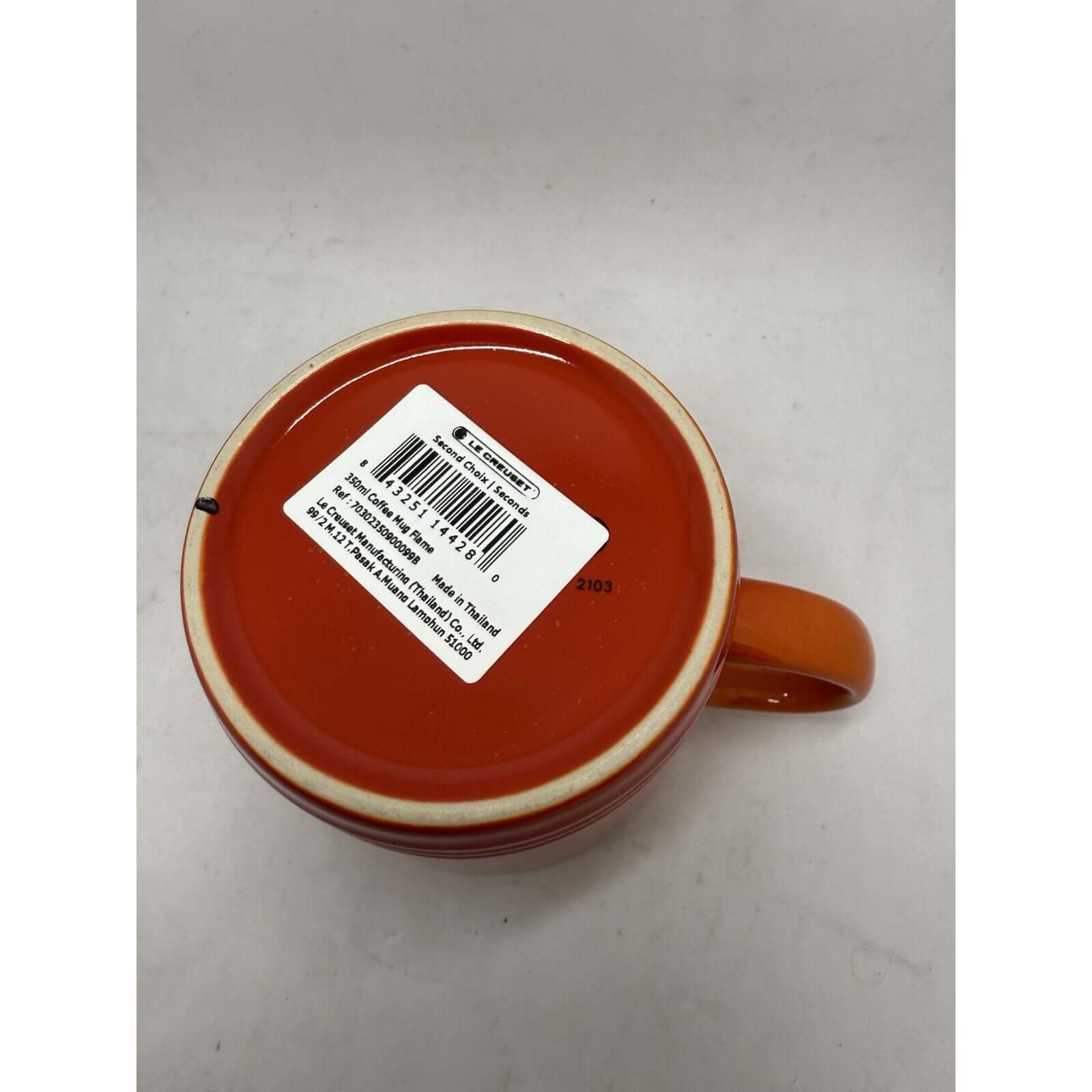 LE CREUSET Stoneware Second Choix Coffee Mug Cup 12 oz 350 ml Flame - thriftgoblin
