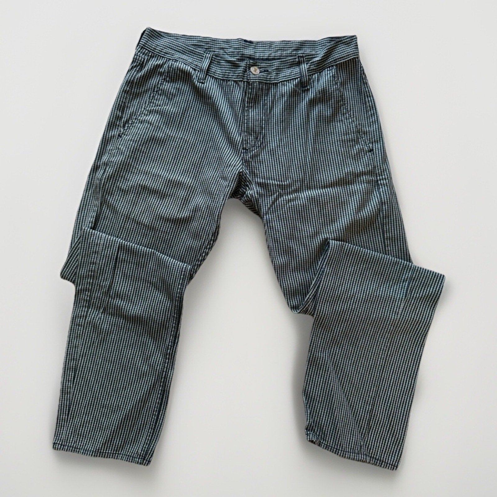 Levi’s 511 Skinny Fit Pants W32 L32 Railroad Stripe Microcheck Pattern - thriftgoblin
