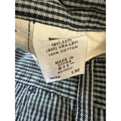 Levi’s 511 Skinny Fit Pants W32 L32 Railroad Stripe Microcheck Pattern - thriftgoblin
