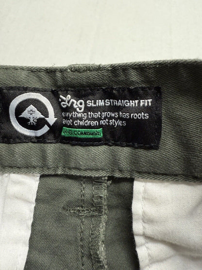 Lifted Research Group LRGEANS Pants Men's 32 Slim Straight Green Fit Chino Khaki - thriftgoblin