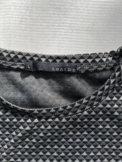 Loalde Geometric Hexagonal Crewneck Tshirt Gray Black Mens Large - thriftgoblin
