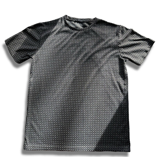 Loalde Geometric Hexagonal Crewneck Tshirt Gray Black Mens Large - thriftgoblin