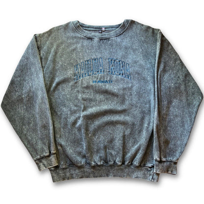 Local Kailua Kona Crewneck Sweatshirt Brushed Cotton Green Blue Hawaii Shirt - thriftgoblin