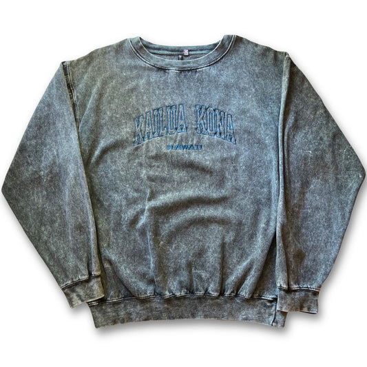 Local Kailua Kona Crewneck Sweatshirt Brushed Cotton Green Blue Hawaii Shirt - thriftgoblin