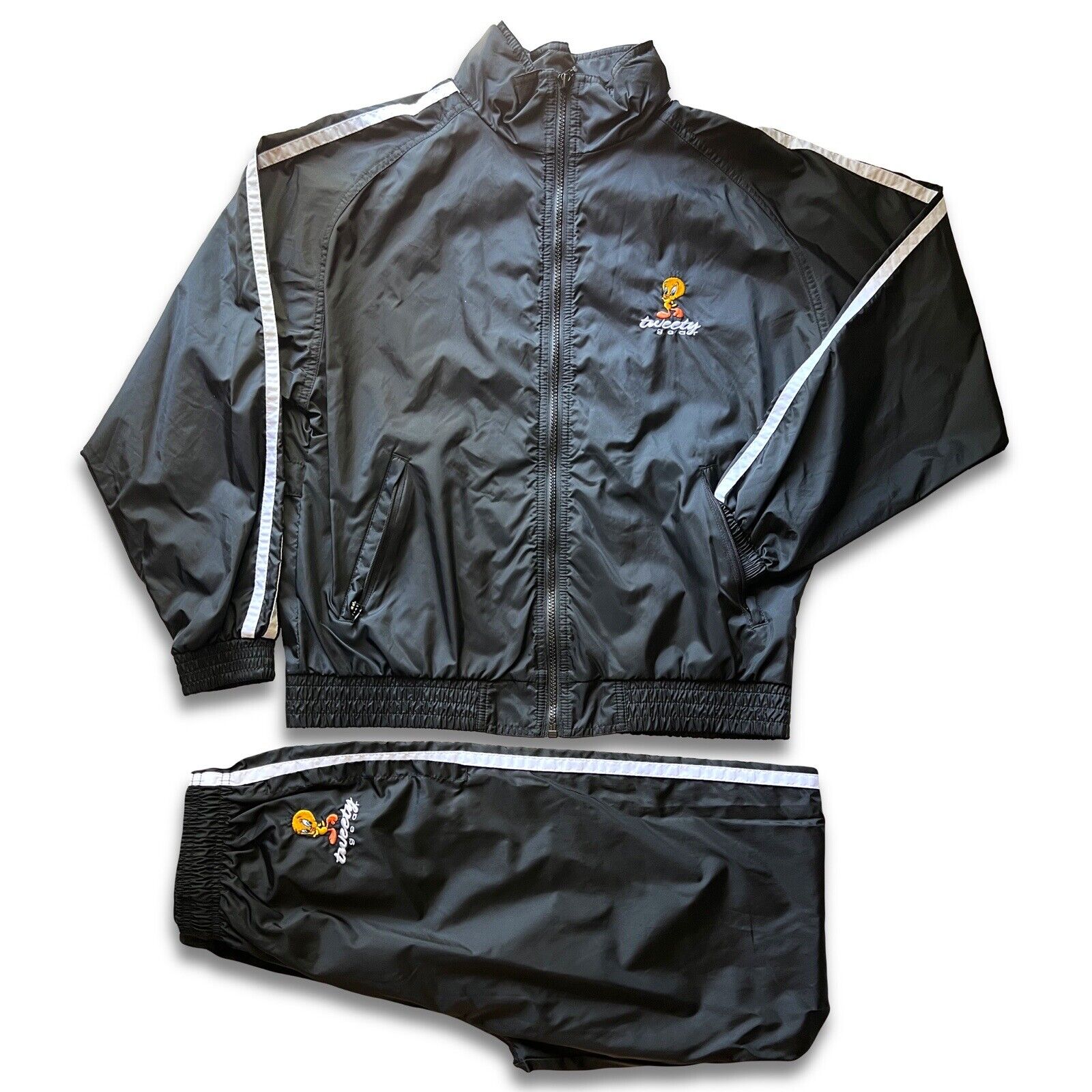 Looney Tunes Tweety Bird Gear WB 1999 Windbreaker Track Suit Size XS Womens - thriftgoblin