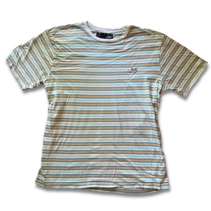Lost Enterprises Mens T Shirt Short Sleeve Striped Surf Skate Teal Gray Sz Large - thriftgoblin