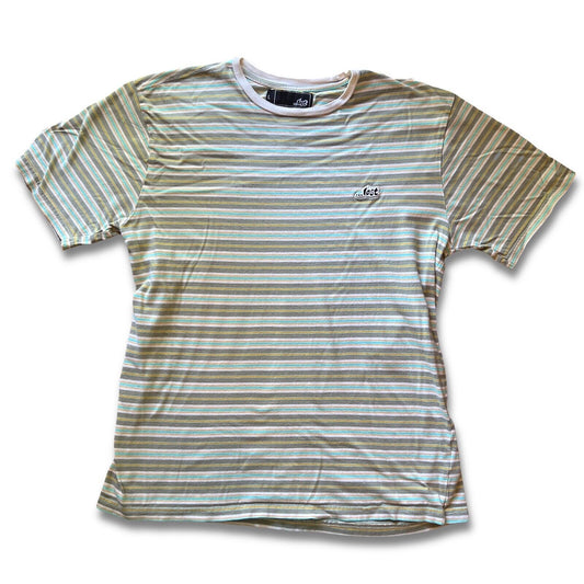 Lost Enterprises Mens T Shirt Short Sleeve Striped Surf Skate Teal Gray Sz Large - thriftgoblin