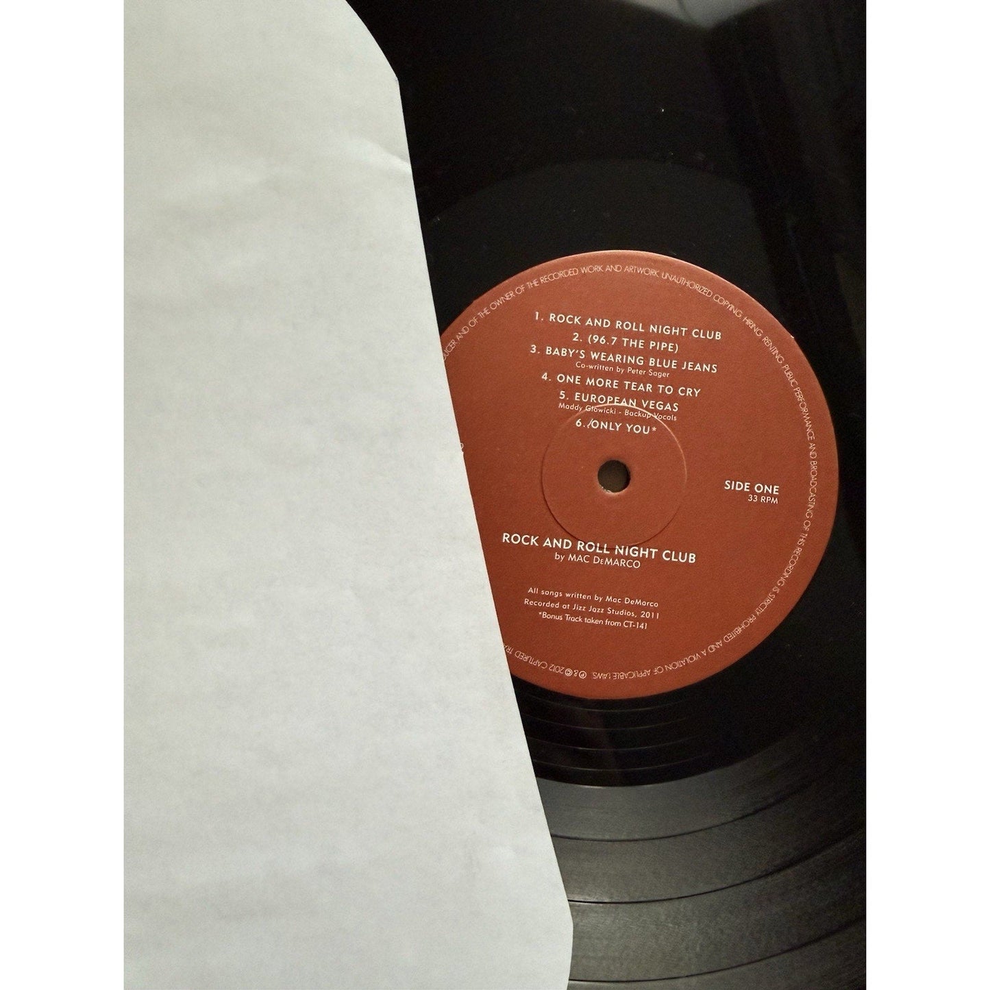 Mac DeMarco Rock and Roll Night Club Vinyl LP 2012 Captured Tracks CT - 140 Inner - thriftgoblin