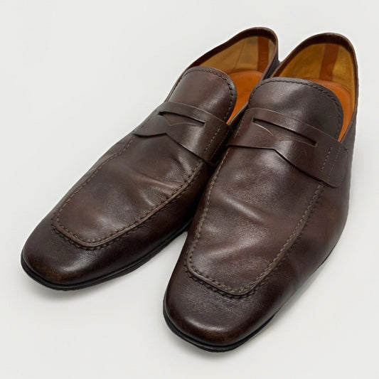 Magnanni Men’s Brown Leather Penny Loafers Slip On Dress Shoes Size 11 Portugal - thriftgoblin