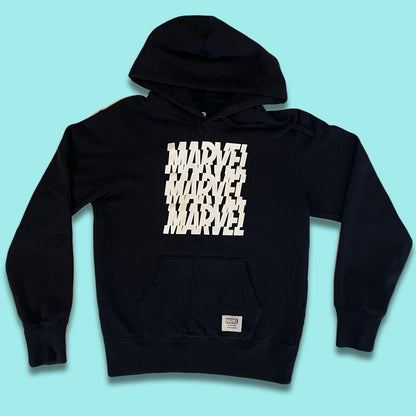 Marvel Mens Hoodie Sweater Size XS Black Uniqlo Pockets Pullover Jumper - thriftgoblin
