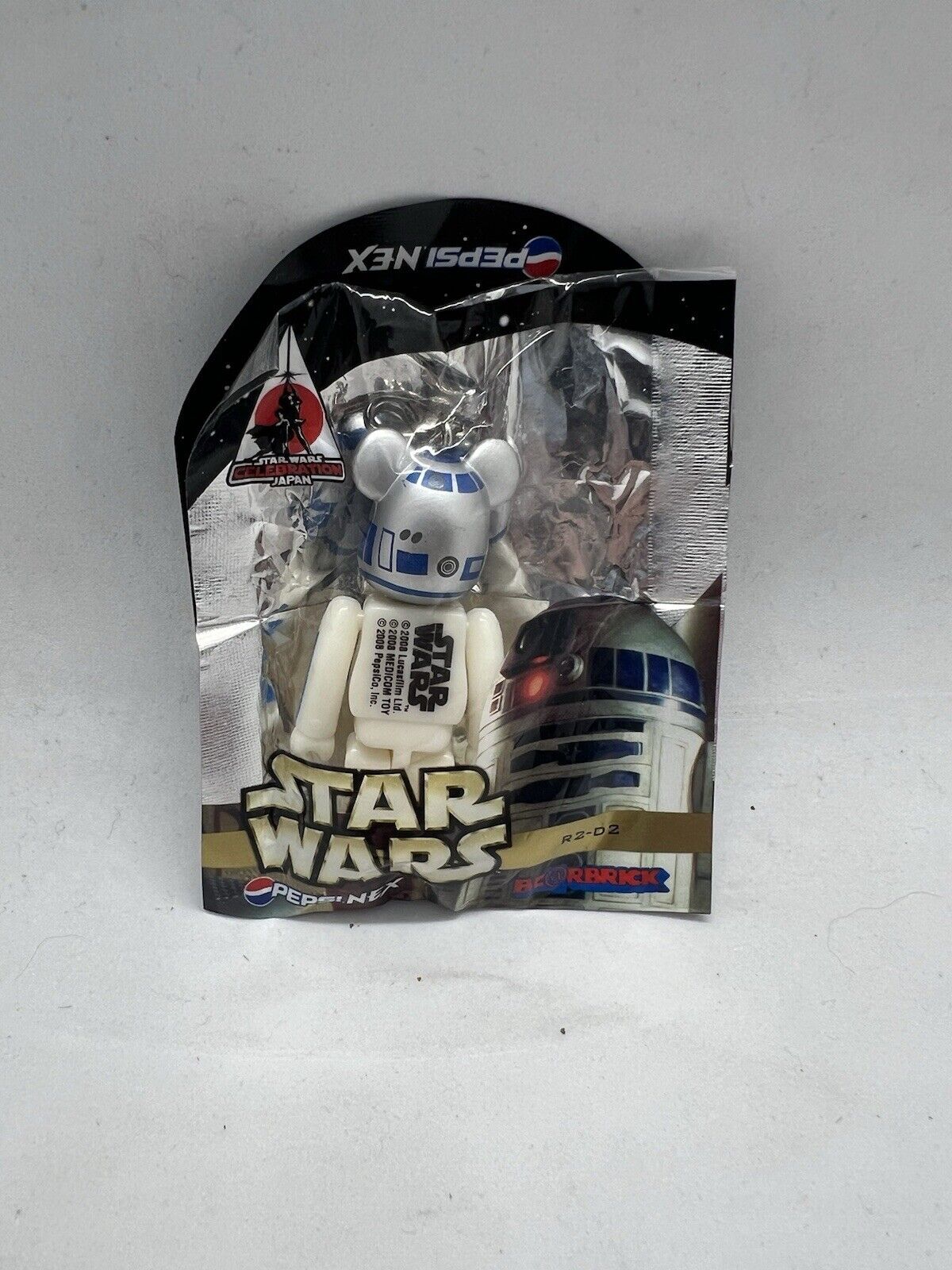 Medicom Star Wars Celebration Japan Pepsi Nex Bearbrick R2D2 Charm Keychain 2008 - thriftgoblin