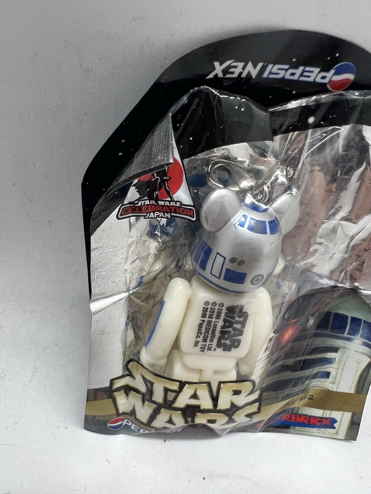 Medicom Star Wars Celebration Japan Pepsi Nex Bearbrick R2D2 Charm Keychain 2008 - thriftgoblin