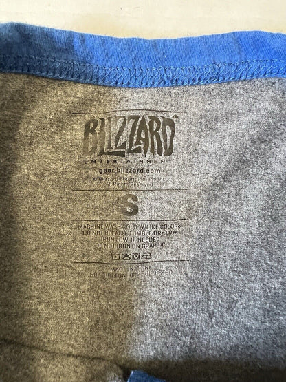Men's Alliance Gray/Blue World of Warcraft Raglan Henley 3/4 - Sleeve T-Shirt - thriftgoblin