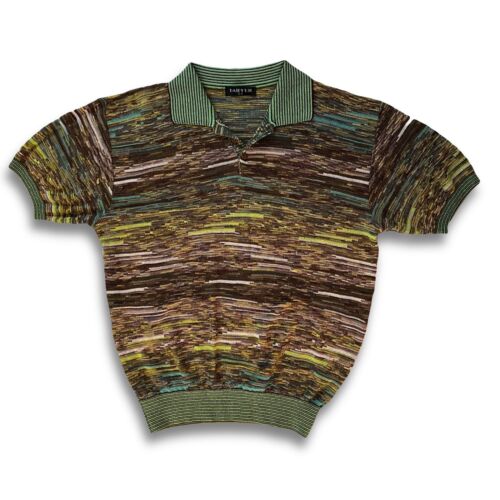 Mens Dahyun Polo Shirt Woven Texture Rare Hipster Style Top Stretchy See Photos! - thriftgoblin