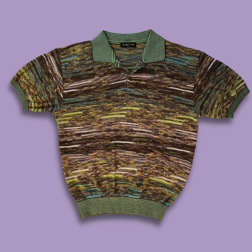 Mens Dahyun Polo Shirt Woven Texture Rare Hipster Style Top Stretchy See Photos! - thriftgoblin