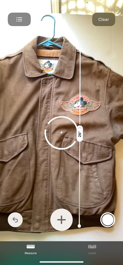 Mickey Mouse Flying Ace Patches Unit Genuine Leather Bomber Vintage Brown Mens - thriftgoblin