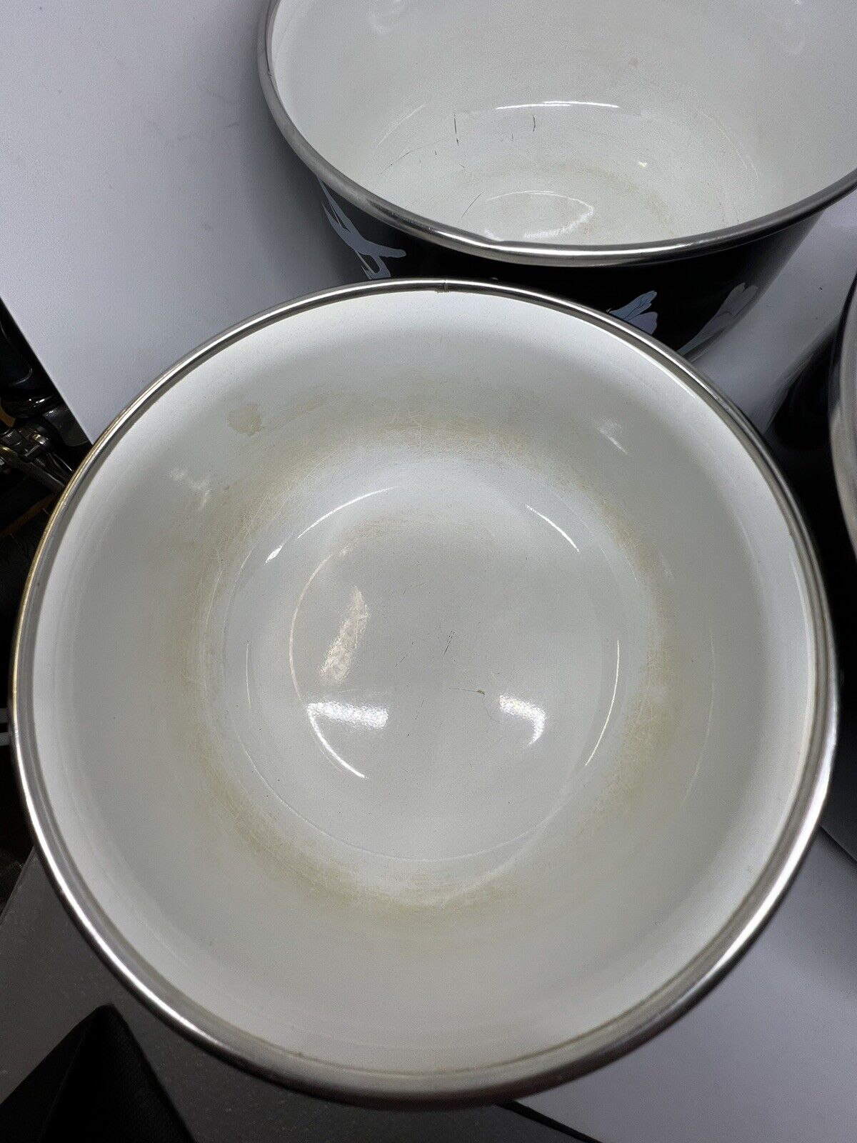 Mikasa Vintage Set of 3 UN710 Charisma Black 531, 532 & 533 Serving Bowls Flower - thriftgoblin