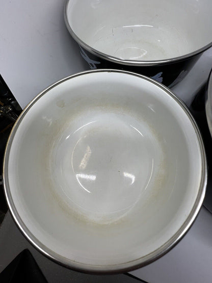 Mikasa Vintage Set of 3 UN710 Charisma Black 531, 532 & 533 Serving Bowls Flower - thriftgoblin