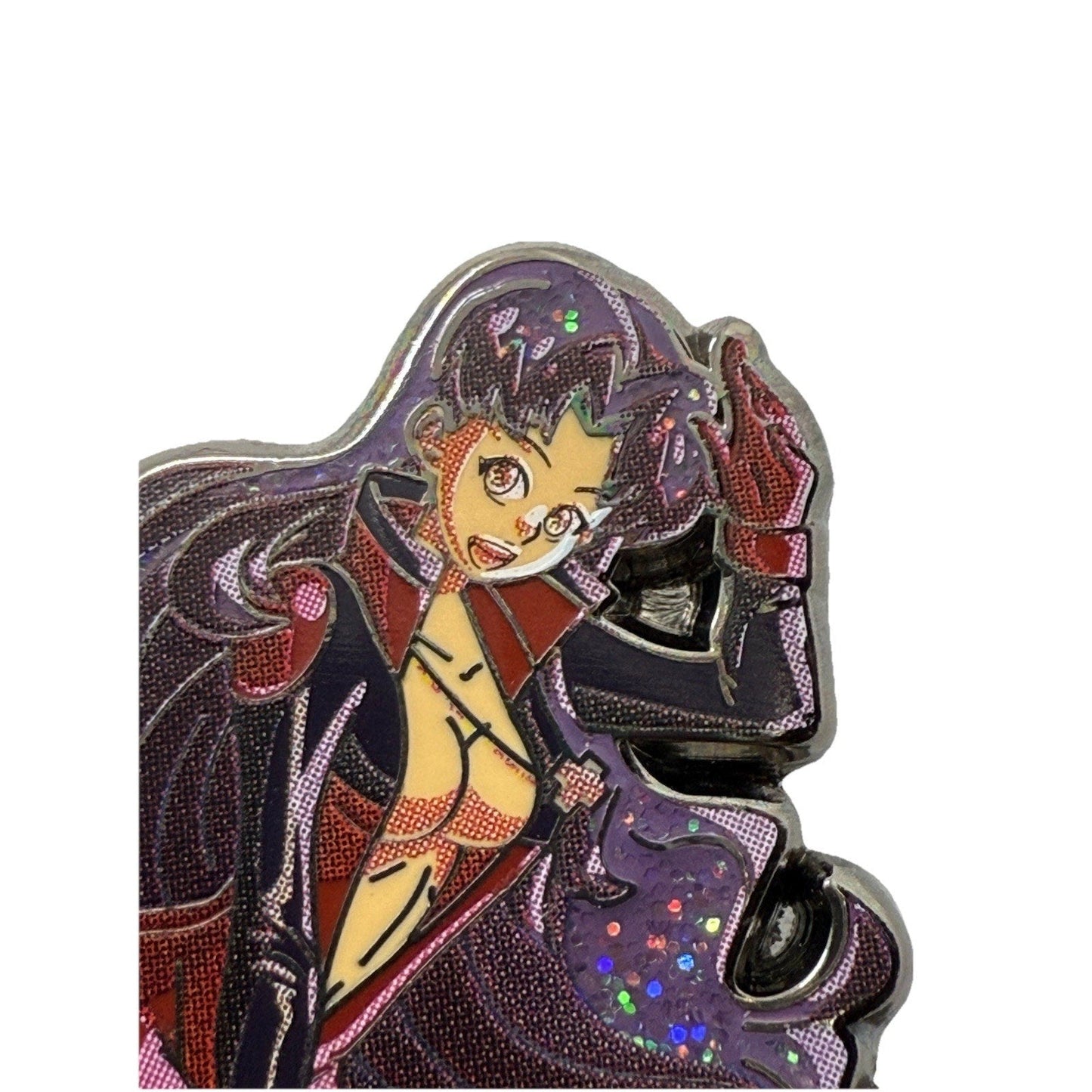 Misato Glitter Enamel Pin – Neon Genesis Evangelion, Spear of Longinus, Sega Suit - thriftgoblin