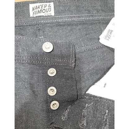 Naked & Famous Weird Guy Raw Denim Jeans 30 W Charcoal Stretch Slim Tapered Fit - thriftgoblin