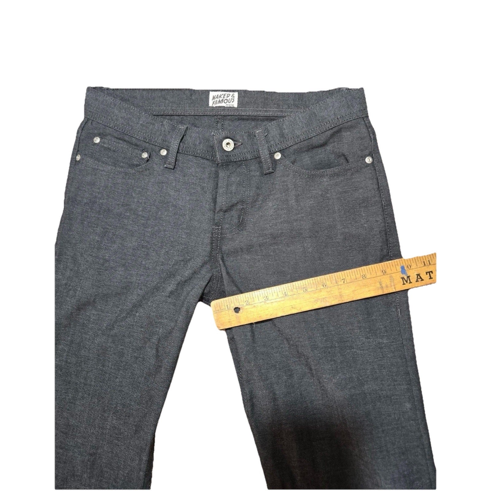 Naked & Famous Weird Guy Raw Denim Jeans 30 W Charcoal Stretch Slim Tapered Fit - thriftgoblin
