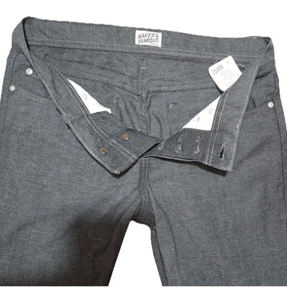 Naked & Famous Weird Guy Raw Denim Jeans 30 W Charcoal Stretch Slim Tapered Fit - thriftgoblin
