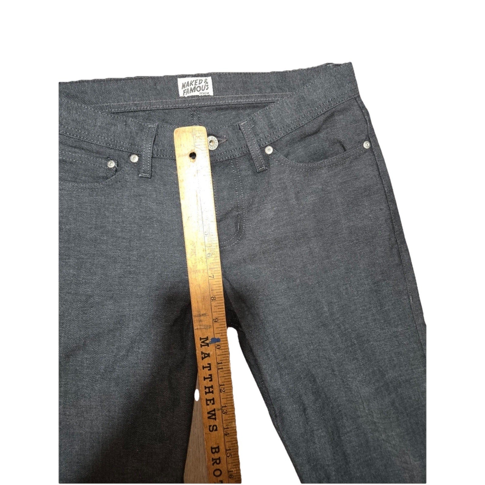 Naked & Famous Weird Guy Raw Denim Jeans 30 W Charcoal Stretch Slim Tapered Fit - thriftgoblin