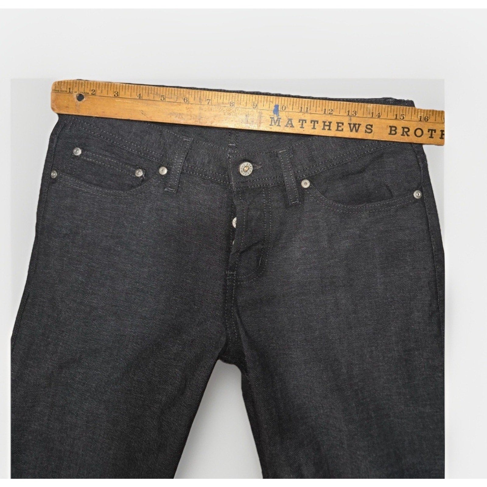 Naked & Famous Weird Guy Raw Denim Jeans 30 W Charcoal Stretch Slim Tapered Fit - thriftgoblin