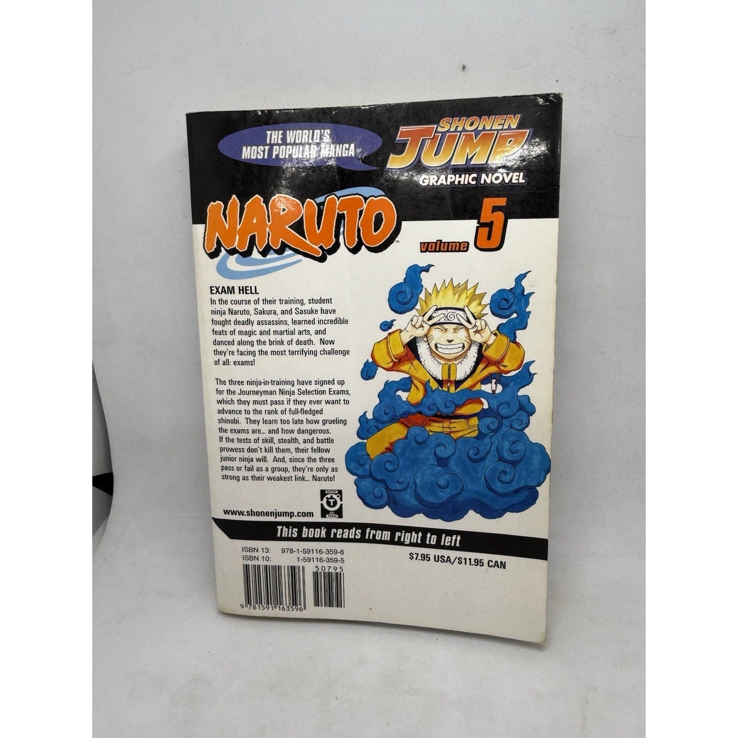 Naruto Volume 5 - Masashi Kishimoto - Shonen Jump Manga Graphic Novel Viz Exam - thriftgoblin