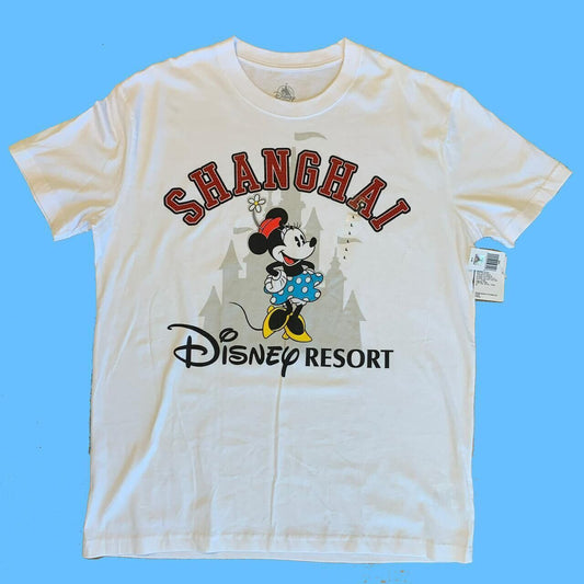 NEW Shanghai Disney Resort T-shirt Medium White Mickey Minnie Mouse Short Sleeve - thriftgoblin