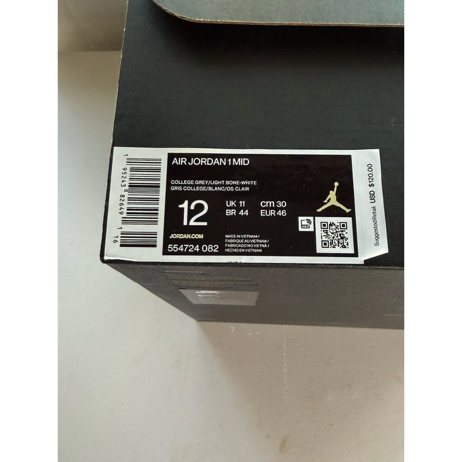 Nike Air Jordan 1 Mid College Grey Light Bone White 554724 - 082 Men’s Size 12 Fye - thriftgoblin