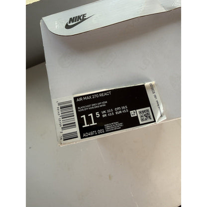 Nike Air Max 270 React Black Vast Grey Off White AO4971 - 001 Men’s Size 11.5 Gray - thriftgoblin