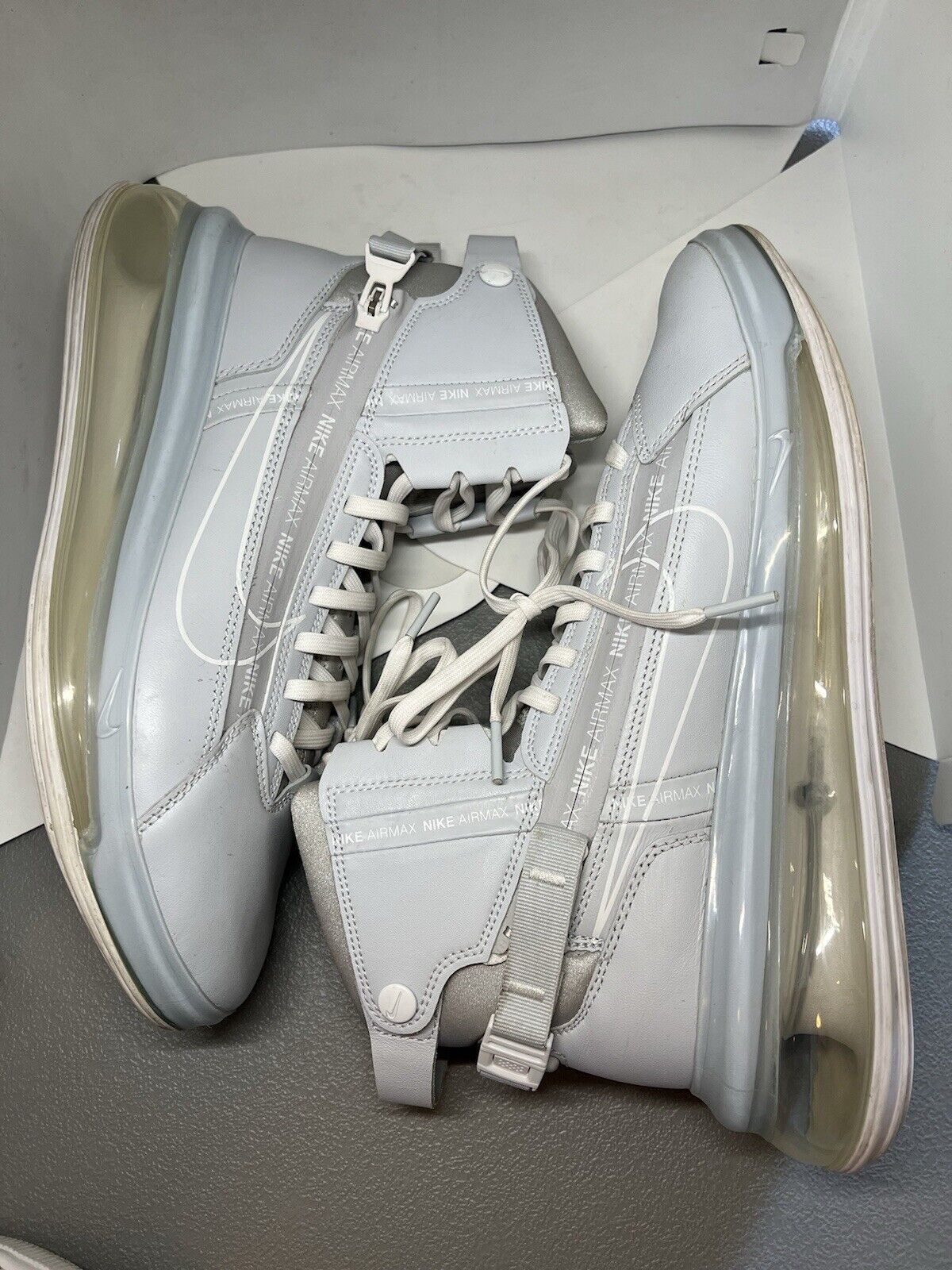 Nike Air Max 720 Saturn Shoes Men's Size 8 Platinum White Sneakers AO2110 - 003 - thriftgoblin