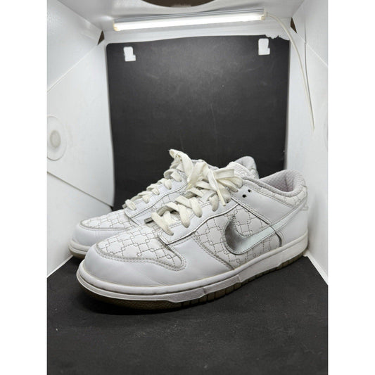Nike Dunk Low Premium White Metallic Silver Monogram 309324 - 103 2006 Y2K W 10 - thriftgoblin