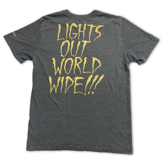 Nike SB x Neckface TShirt Men Medium Grey Lights Out Worldwide Logo Graffiti Art - thriftgoblin