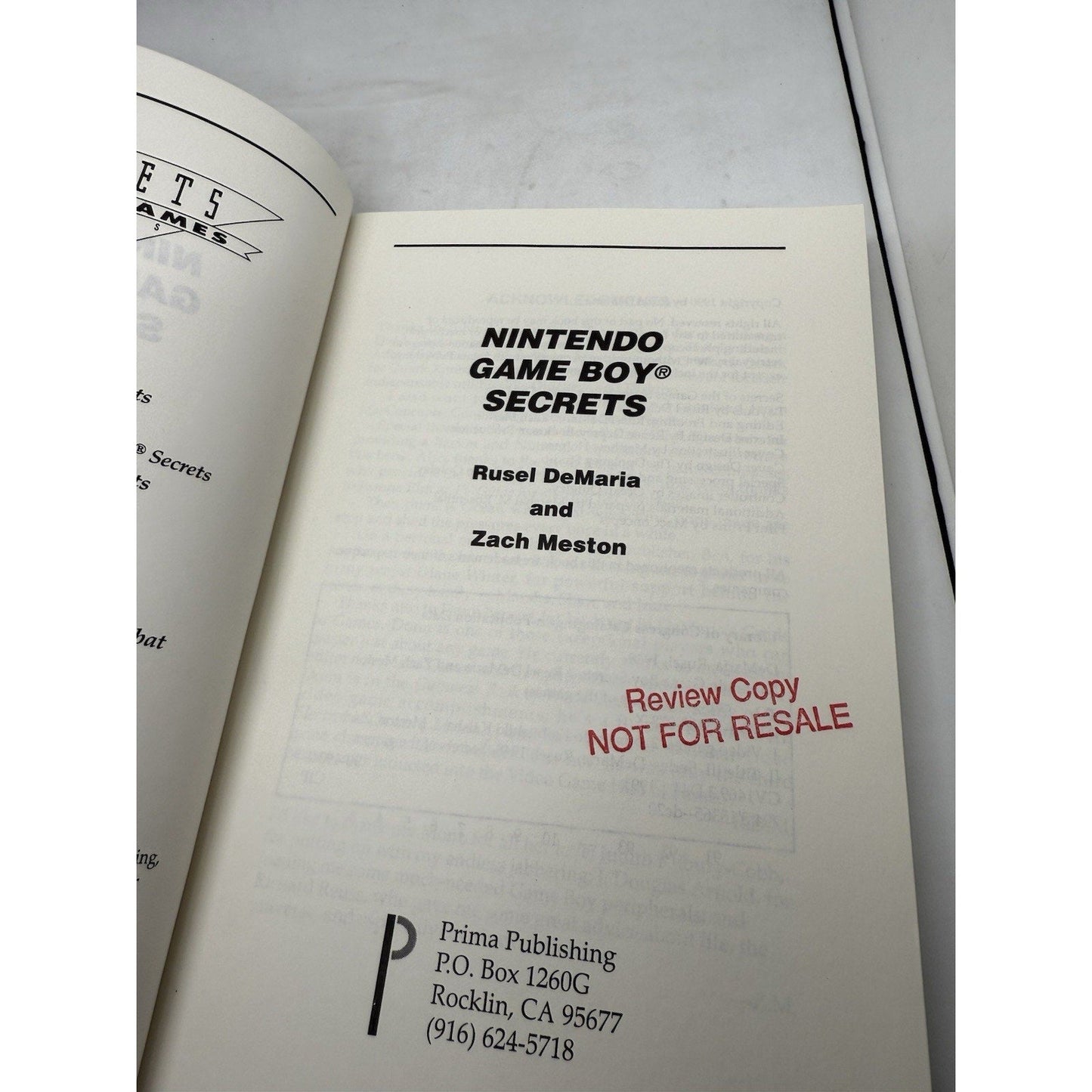 Nintendo Game Boy Secrets Book 1990 DeMaria Meston Strategy Guide Prima Review - thriftgoblinBook