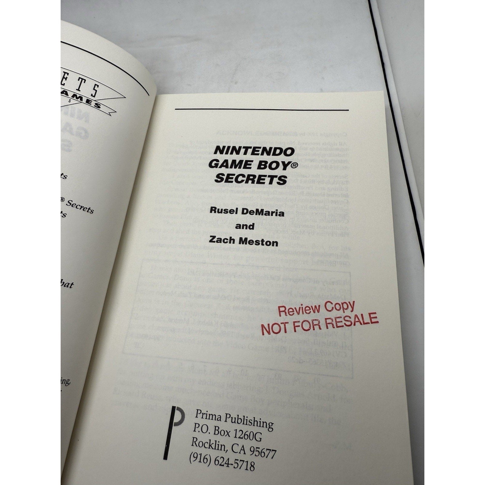 Nintendo Game Boy Secrets Book 1990 DeMaria Meston Strategy Guide Prima Review - thriftgoblinBook
