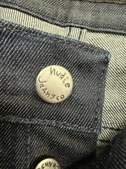 NUDIE Jeans GRIM TIM Men's Jeans W32 L34 Slim Fit Tapered Organic Dry Navy Dips - thriftgoblin