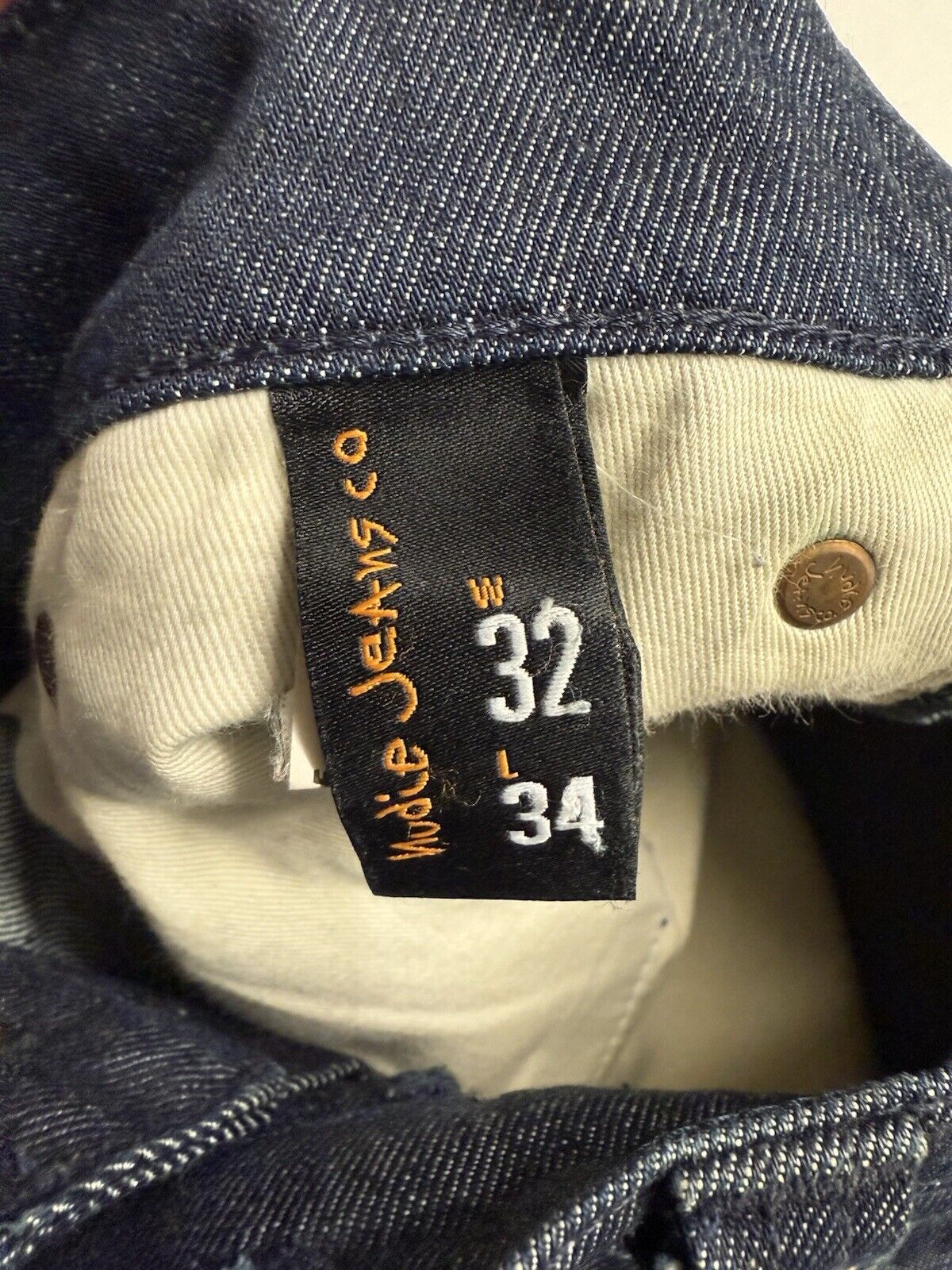 NUDIE Jeans GRIM TIM Men's Jeans W32 L34 Slim Fit Tapered Organic Dry Navy Dips - thriftgoblin