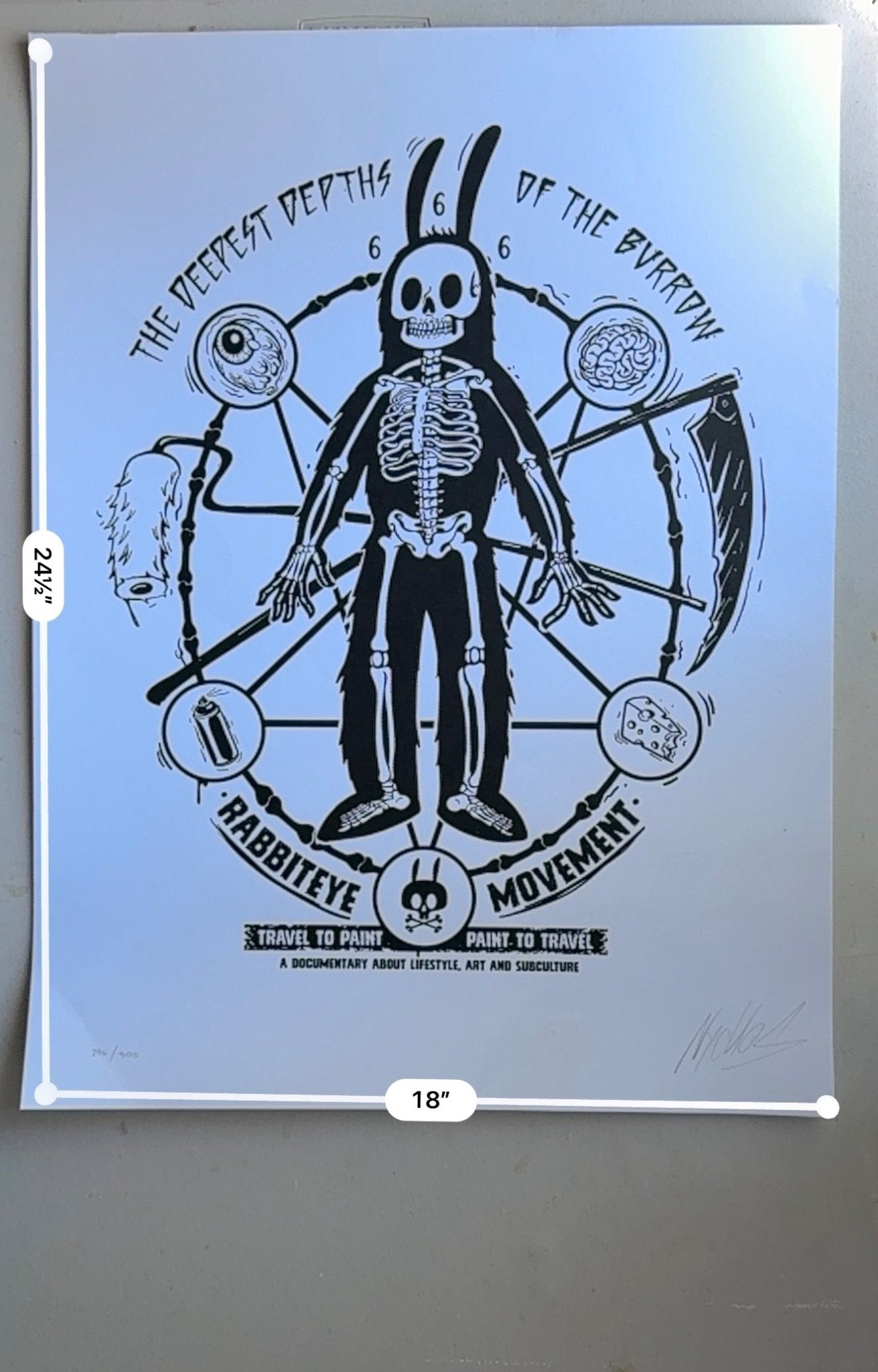 Nychos Rabbit Eye Movement Deepest Depths Burrow Signed Print 256/300 18x24 - thriftgoblinArt Print