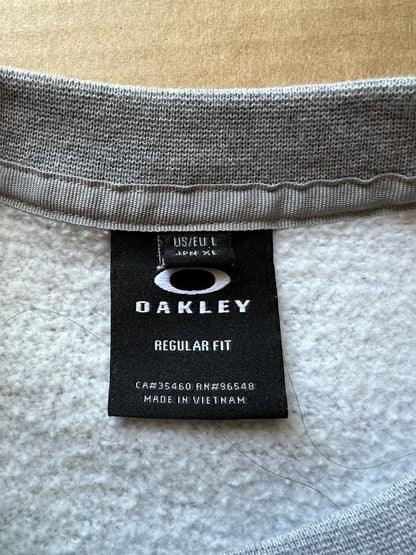 Oakley Mens Gray Pullover Long Sleeve Sweatshirt Sweater Large Jersey White Logo - thriftgoblin