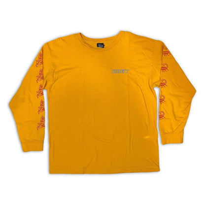 OBEY Scorpion Roses Shirt Men Large Gold Long Sleeve Crewneck Graphic Logo - thriftgoblin