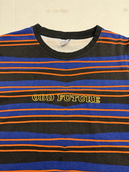 Odd Future OFWGKTA Hip - Hop Rap Music Embroidered Purple Black Striped L T-Shirt - thriftgoblin