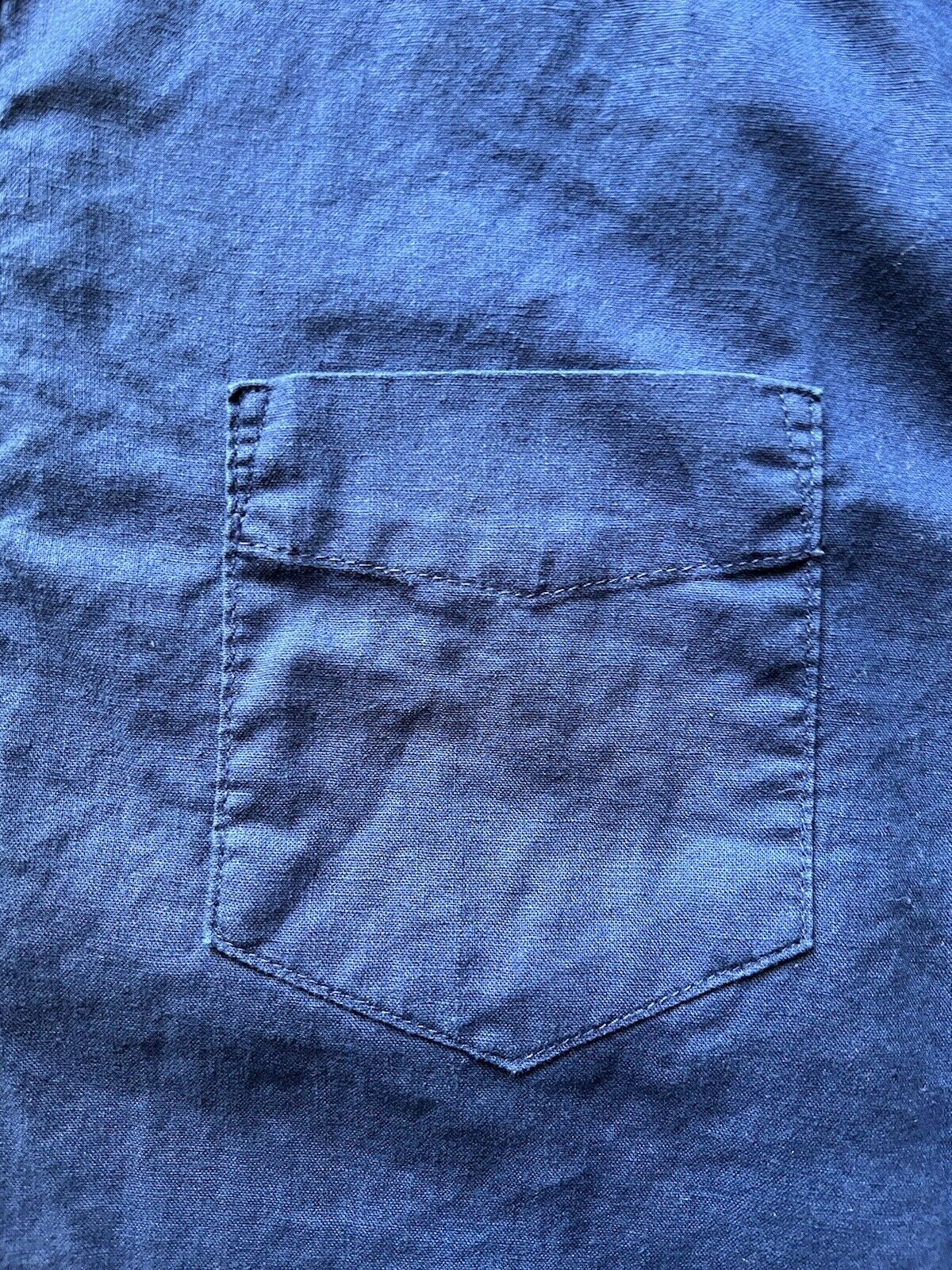 Onia Shirt Mens Large Blue Polo Pullover Linen Button Up Casual Chest Pocket - thriftgoblin
