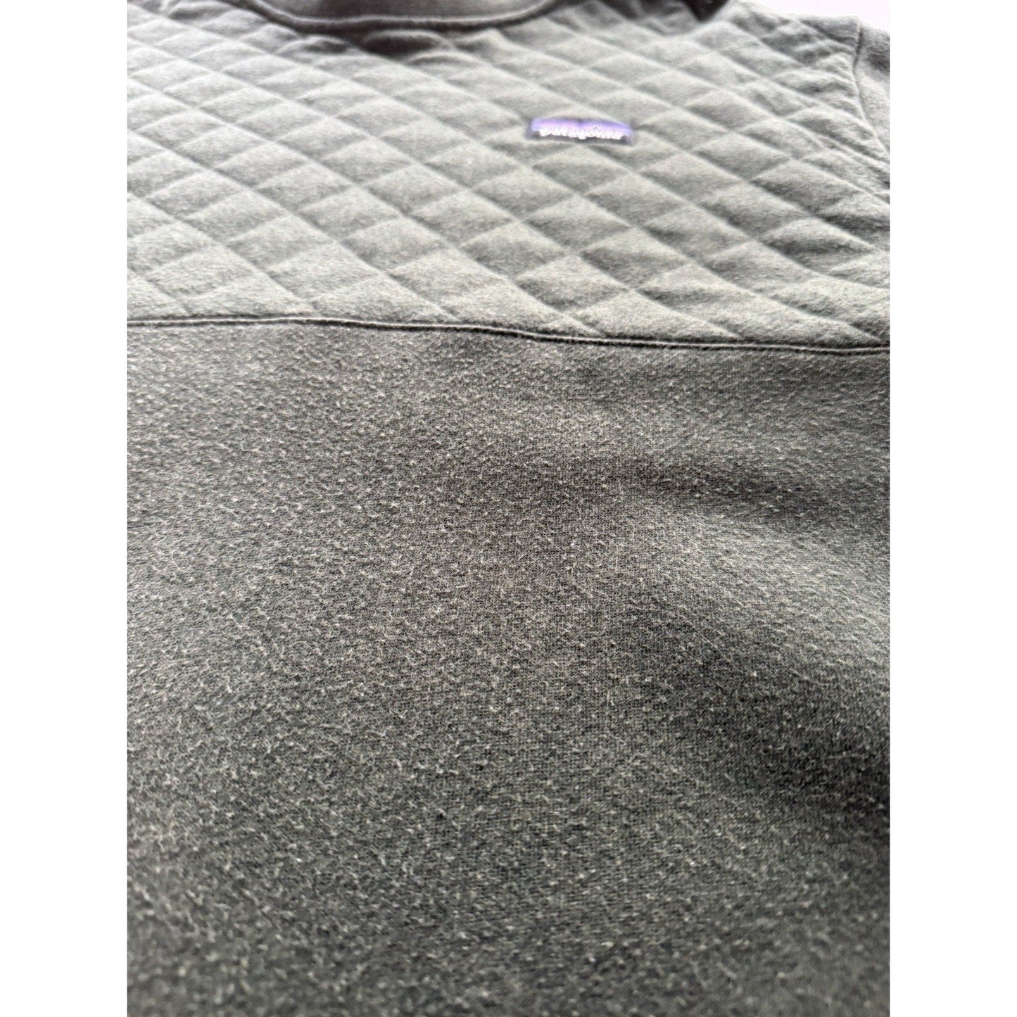 Patagonia Organic Cotton Quilt Crewneck Sweatshirt Men’s Large Olive Green Long - thriftgoblin