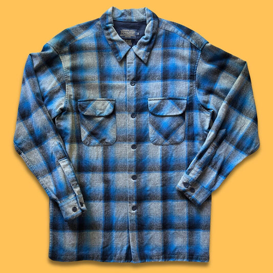 Pendleton The Original Board Shirt Mens Medium USA Virgin Wool Plaid Button Down - thriftgoblin